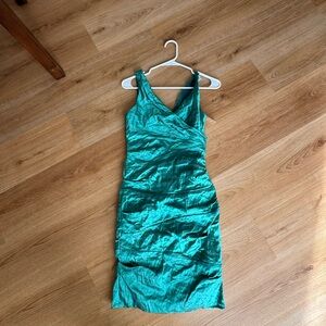 Nicole Miller Techno Metal Dress Vibrant Teal/Green